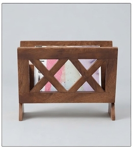 Mango Wood Minimalist Eco-Friendly <b>Large</b> Capacity Magazine Rack with Durable Rectangle Design for <b>Wardrobe</b> and Bathroom - Product Image 3