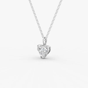 Pendentif solitaire classique en forme de cœur avec diamant de laboratoire taillé en cœur de 0,68 carat, qualité EF-VVS2, en or massif 14 carats, bijou très demandé - Product Image 2