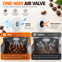 Sacs à café à fond plat personnalisés imprimés mat 250g 500g 1KG avec valve et fermeture éclair, sacs d'emballage pour grains de café recyclables