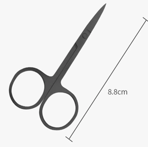 Tijeras para cejas de acero inoxidable negro con etiqueta privada Instrumento de belleza quirúrgico de cerámica curvada afilada para la eliminación de piel muerta - Product Image 6