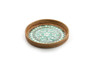 Plateau de service en nacre blanche pour hôtel Plateaux en rotin tissés à la main pour les cadeaux de l'Aïd Ramadan Nouveaux plateaux de service - Product Image 4