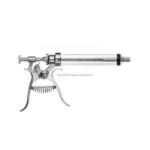 Jeringa de metal semiautomática certificada CE, inyector de vacuna para animales de capacidad ajustable para ganado, Manual OEM - Product Image 1