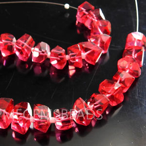 Perles de cristal en verre rubellite rose facetté, 8-10 mm, forme de pépites, 8 pouces, perles en vrac, trou de 0,5 mm, fabrication de bijoux - pour collier, bracelet - Product Image 3