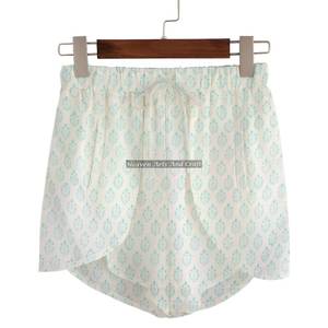 Handmade Wrap Shorts Women's Summer Loungewear Cotton Block Print Wrap Shorts Beach Girls Collection Baby Doll Style - Product Image 6