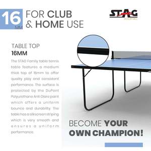 Stag Iconic Family Series Full-Size Professional <b>Table</b> <b>Tennis</b> <b>Table</b> MDF Indoor Ping Pong Sport Equipment <b>Foldable</b> Design Outdoor - Product Image 4