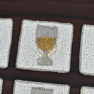 Posavasos con cuentas con tema de champán, alfombrillas decorativas hechas a mano para bebidas, mesa de comedor de cocina, portavasos para té y café, proveedor mayorista a granel - Product Image 5