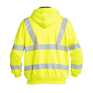 Vestes à capuche de sécurité réfléchissantes à séchage rapide à logo personnalisé très vendues pour la course en extérieur, haute visibilité, fermeture éclair, classe 1 ANSI, LED clignotante - Product Image 4