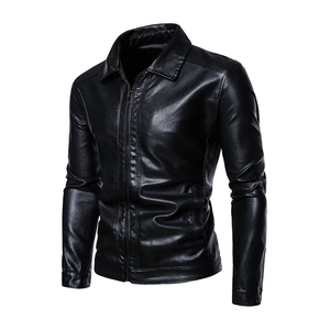 Chaqueta de Hombre de Cuero Genuino y Lona con Cuello Alto, Transpirable, Resistente al Viento, con Cremallera, Estilo Casual para Invierno, en Oferta - Product Image 3