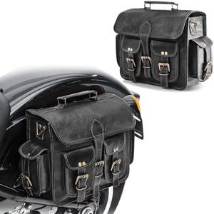 Sac latéral de moto en cuir véritable fait à la main, grand sac de moto - Product Image 3