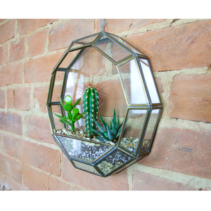 Export Quality Reasonable Price Antique Brass Finished Custom Size Brass Border <b>Clear</b> <b>Glass</b> <b>Vase</b> Terrarium Decorative Wall Mount - Product Image 1
