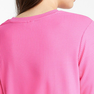 Custom Women's Ribbed T-<b>Shirt</b> Slim Fit Crew Neck Short Sleeve Solid Color Cotton Spandex Summer Casual Ladies Crop Top Tee - Product Image 3