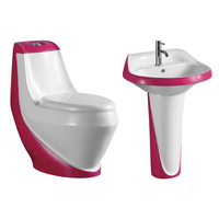 Nouvel ensemble de toilettes monobloc en céramique colorée, à chasse directe, pour hôtels, avec double chasse, vente en gros
