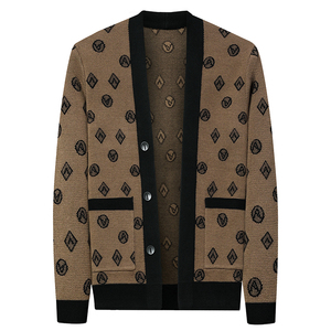 Cárdigan coreano de un solo pecho para <span class=keywords><strong>hombre</strong></span>, suéter con cuello en V y bolsillos con botones, cruce de moda de primavera y otoño - Product Image 1