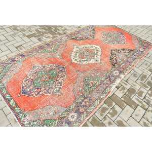 Tapis turc vintage, tapis de 4,8 x 8 pieds, tapis en laine rouge camouflage - Product Image 2