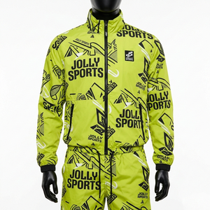 <b>Mens</b> Windbreaker Short Set 160 GSM Polyester Microfiber <b>Neon</b> Green Full Print Custom Logo Windbreaker Shorts Set for <b>Men</b> - Product Image 1