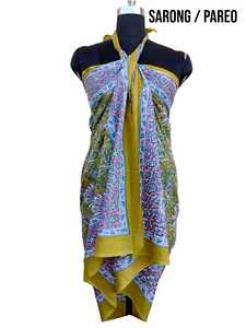 Paero-Sarong de plage en coton, imprimé et bloqué à la main, customisé, vêtements de plage, une pièce - Product Image 5