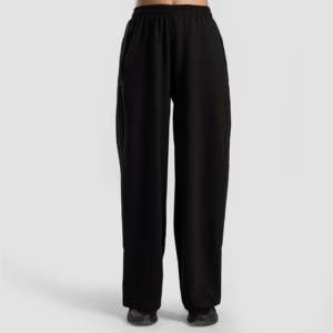 Inverse Wide <b>Pants</b> (<b>Black</b>) Lightweight 100% Cotton Linen Corduroy High Waist Zipper Straight Jogging XL Colored for Winter New - Product Image 2