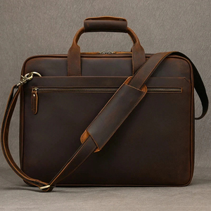 Maletín Clásico de Cuero para Portátil, Bandolera de Gran Capacidad, Estilo Coreano Vintage, Bolso de Hombro Duradero para Oficina con Asa de Transporte y Cierre - Product Image 1