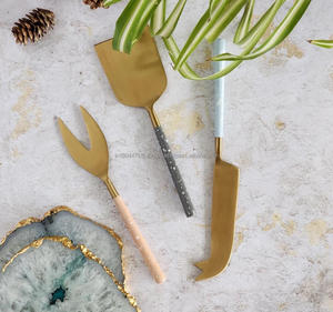 Juego de queso con mango de Metal decorativo hecho a mano con acabado de oro antiguo de diseñador moderno de alta calidad a bajo precio para uso doméstico en la cocina - Product Image 5