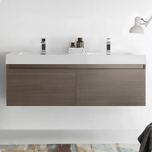 Meubles de salle de bain en bois faits à la main de style moderne et contemporain avec tiroirs, prêts à assembler - Product Image 4