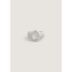 Osla <b>Silver</b> Oval Signet <b>Ring</b> Fashionable Stainless Steel Inlay Trendy <b>Eternity</b> Fashion <b>Rings</b> for Casual Office Occasions Gift - Product Image 1