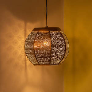 8 Inch Eco-Friendly Hand-Etched Metal Pendant Lamp for Home <b>Decor</b> Diwali <b>Hanging</b> Lamp - Product Image 1