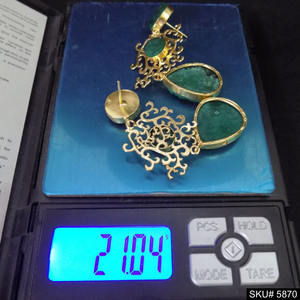 Pendientes de tuerca de estilo vintage de joyería de latón de 18 quilates chapados en oro y Druzy verde para compromiso Idea de regalo de moda - Product Image 3