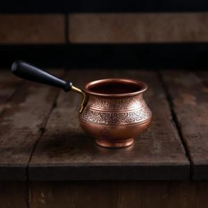 Calentador de Café Turco de Cobre Pulido, Interior de Acero Inoxidable, Mango de Madera Negro, Ecológico, 350 ml, Moderno, para el Hogar - Product Image 2