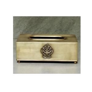 Boîte à mouchoirs en acier inoxydable, support de boîte à serviettes de table en acier et laiton indien, boîte à mouchoirs en métal pour la maison et la cuisine - Product Image 2