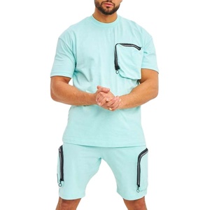 Men's Breathable Casual Summer Sweat Suit <b>Twin</b> <b>Set</b> 2-Piece Short Sleeve T-Shirt and Shorts 2027 - Product Image 3
