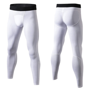 Leggings de compression longs pour hommes, couleur rouge unie, en Spandex et Nylon, taille élastique - Product Image 6