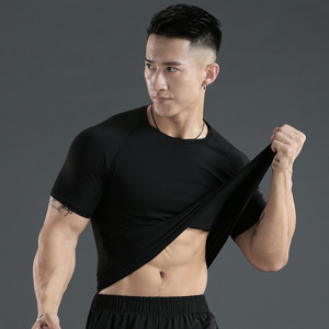 เสื้อยืดกีฬา95% 5% โพลีเอสเตอร์ผ้าสแปนเด็กซ์แห้งเร็วสำหรับใส่ไปยิมฟิตเนสวิ่งออกกำลังกายโลโก้ได้ตามต้องการ - Product Image 2