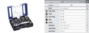 ชุดดอกไขควงเคลือบโครเมียมคุณภาพสูง MRM 17 ชิ้น-S2 ขนาด 1/4 นิ้ว x 25 มม. พร้อมซ็อกเก็ตเปลี่ยนได้ ใช้กับเครื่องมือช่าง บรรจุในกล่องแข็ง - Product Image 2
