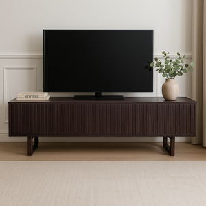 Soporte de TV de madera maciza de roble minimalista moderno, gabinete, unidad de entretenimiento con almacenamiento para el hogar, apartamento, muebles de sala de estar - Product Image 1