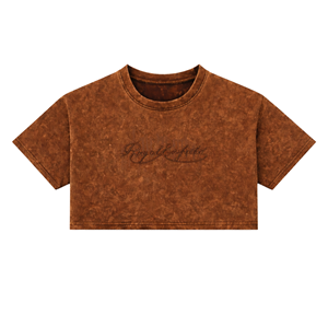 Camiseta Corta de Algodón Suave con Lavado Ácido para Mujer, Estilo Retro, Informal, para Calle, Atuendo de Verano - Product Image 1