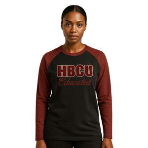 T-shirt à manches longues en coton chenille pour femmes, style raglan, avec inscription « DST » pour les sororités grecques Delta Divine Nine, fabriqué par HBCU Educated Black. - Product Image 1