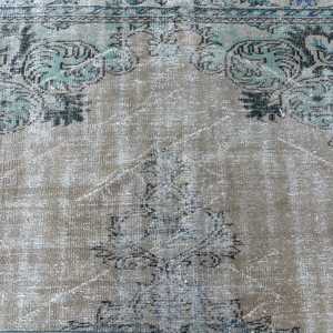 Alfombra Turca Vintage, Alfombra de Lana con Diseño Floral Azul, Medidas 3.8x6.6 pies (115x202 cm) - Product Image 5