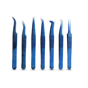 Pince à cils bleu titane outils d'extension de cils professionnels pour Volume Lash Artist Essentials fournisseur en gros - Product Image 5