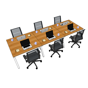 BFAB013-Contemporary Design ABamboo 6-Piece Cluster <b>Workstation</b> 360x120cm - Product Image 3