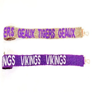 Sangles de guitare en perles de graines transparentes fabriquées à la main Bandeaux embellis indiens de football personnalisés Sangles de sac en perles de graines uniques - Product Image 3