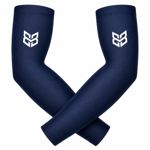 Manchons de bras unisexes noirs avec logo blanc, protection anti-UV, compression, pour adultes, séchage rapide, respirants, en Spandex/Polyester - Product Image 2