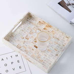 Nouveau design, incrustation de nacre de luxe moderne, plateau en bois pour le petit déjeuner, grande table, plateau décoratif - Product Image 4