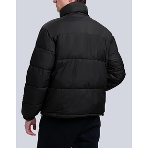 Veste matelassée noire pour homme, coupe-vent, isolée, fermeture éclair, col montant, manteau d'hiver décontracté, rembourrage épais en polyester, coupe régulière - Product Image 5