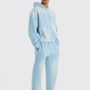 Conjunto de Sudadera con Capucha y Pantalones Deportivos de Felpa Francesa 100% Algodón, Estampado Personalizado, Estilo Urbano, Lavado Ácido, Chándal para Hombre - Product Image 3