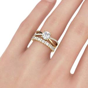 Ensemble de bagues en argent sterling plaqué or Jeulia, coupe ronde - Style tendance - Product Image 4