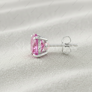 Christmas Gifts GIA IGI Certified 5ct Fancy Pink Lab Grown <b>Diamond</b> Cat Fine Gold 925 Sterling Silver Plated Stud <b>Earring</b> Him - Product Image 3