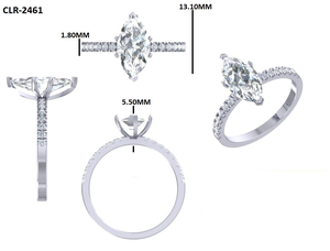 Bague en or blanc/jaune massif 14 carats, diamant de laboratoire taille marquise de 1,75 carat, bague de fiançailles classique, cadeau de la Saint-Valentin pour femme - Product Image 6