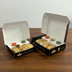 Boîte à emporter pour empanadas avec logo personnalisé, avec compartiment pour sauce et séparateurs, en carton, pour emballages de nourriture rapide à emporter - Product Image 1