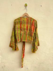 เสื้อกล้ามซาตินถักโครเชต์อินเดียสำหรับผู้หญิงแจกันคอวีพร้อมริบบิ้นตกแต่งเสื้อครอปฤดูร้อน - Product Image 4