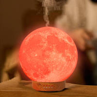 HonSun 2024 Unique Cool Mist Automatic Smart Appliances Diffusor Nouveau Design 3D Moon Lamp Light Diffuser avec Fleur Style Sculpté